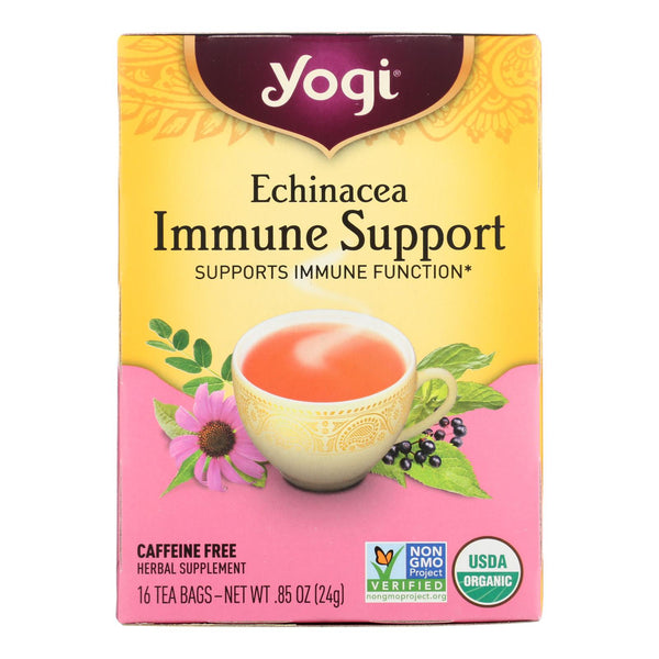 Yogi Immune Support Herbal Tea Echinacea - 16 Tea Bags - Case Of 6