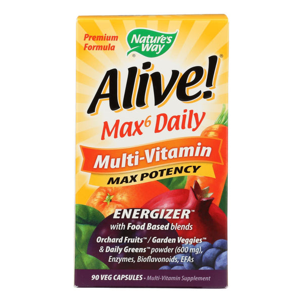 Nature's Way - Alive! Max6 Daily Multi-vitamin - Max Potency - 90 Veg Capsules