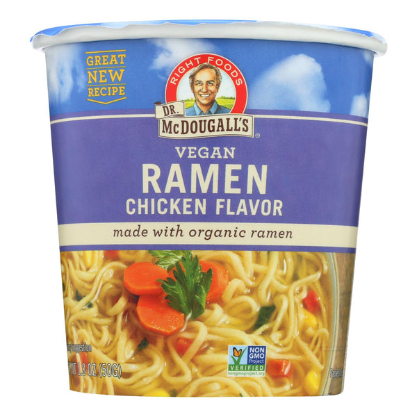 Dr. Mcdougall's Vegan Ramen Soup Big Cup With Noodles - Chicken - Case Of 6 - 1.8 Oz.