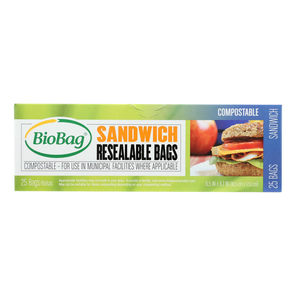Biobag - Resealable Sandwich Bags - Case Of 12 - 25 Count