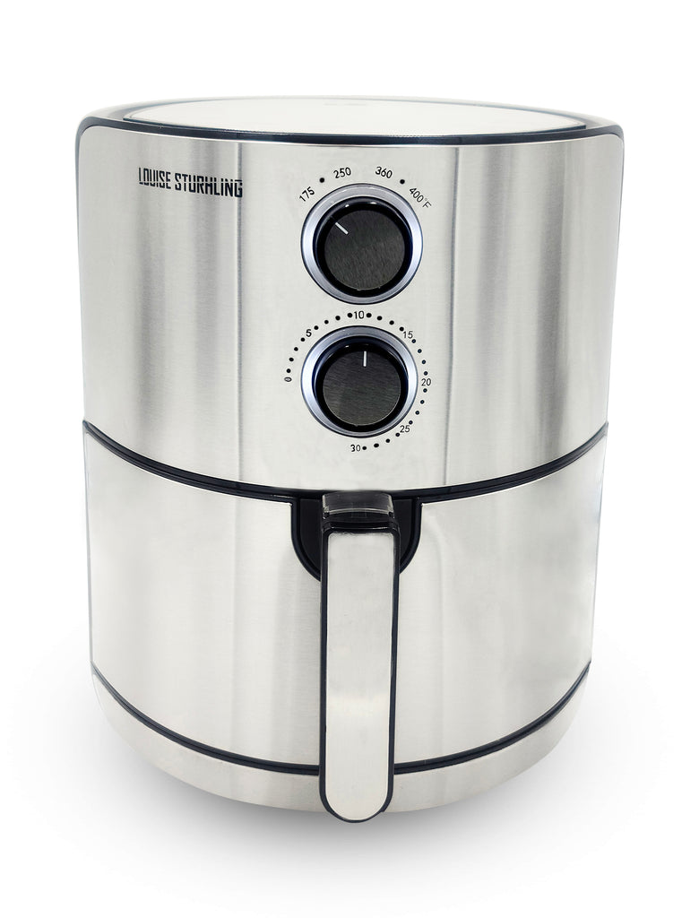 LOUISE STURHLING Stainless Steel Natural Ceramic Coated 5.8Qt Air Fryer XL. BPA-FREE, PFOS & PFOA-FREE, Lead & Cadmium Free, EASY-TO-USE Control knob.